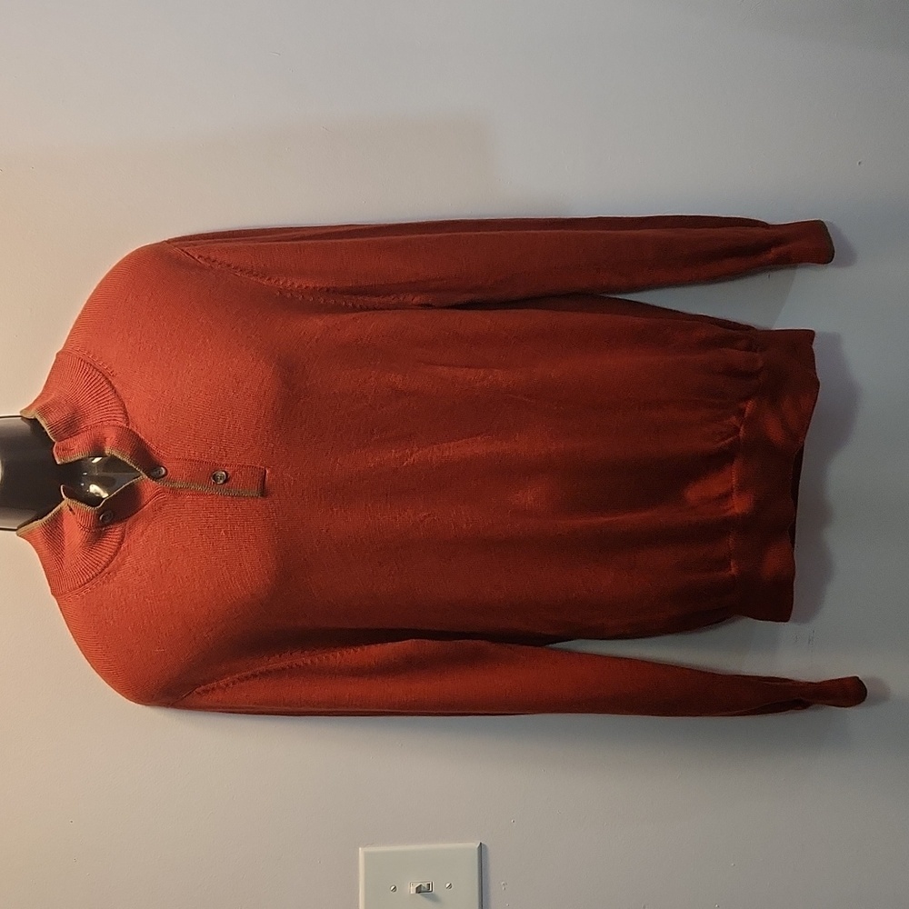 Brooks Brothers 346 extra fine Italian merino wool pullover burnt orange sweater